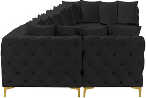 Tremblay Velvet / Engineered Wood / Metal / Foam Contemporary Black Velvet Modular Sectional - 228" W x 69" D x 33" H