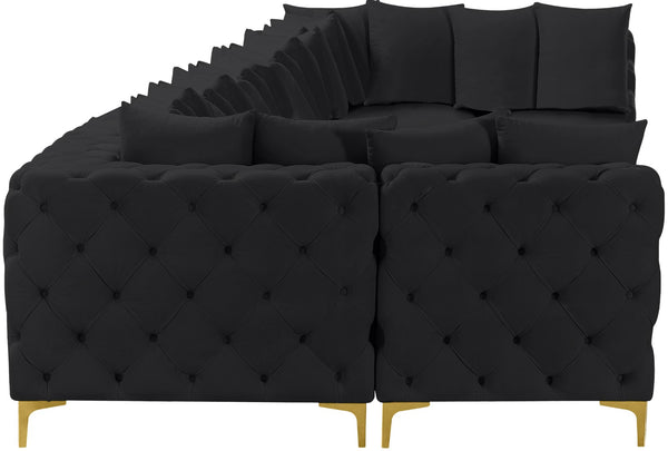 Tremblay Velvet / Engineered Wood / Metal / Foam Contemporary Black Velvet Modular Sectional - 228" W x 69" D x 33" H