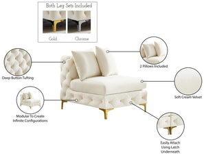 Tremblay Velvet / Engineered Wood / Metal / Foam Contemporary Cream Velvet Armless Chair - 30" W x 39" D x 33" H