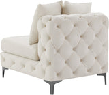 Tremblay Velvet / Engineered Wood / Metal / Foam Contemporary Cream Velvet Armless Chair - 30" W x 39" D x 33" H