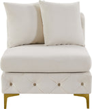 Tremblay Velvet / Engineered Wood / Metal / Foam Contemporary Cream Velvet Armless Chair - 30" W x 39" D x 33" H