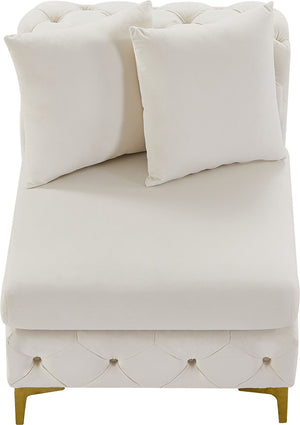 Tremblay Velvet / Engineered Wood / Metal / Foam Contemporary Cream Velvet Armless Chair - 30" W x 39" D x 33" H