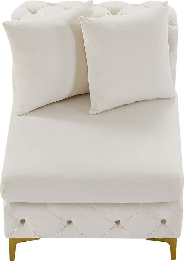Tremblay Velvet / Engineered Wood / Metal / Foam Contemporary Cream Velvet Armless Chair - 30" W x 39" D x 33" H