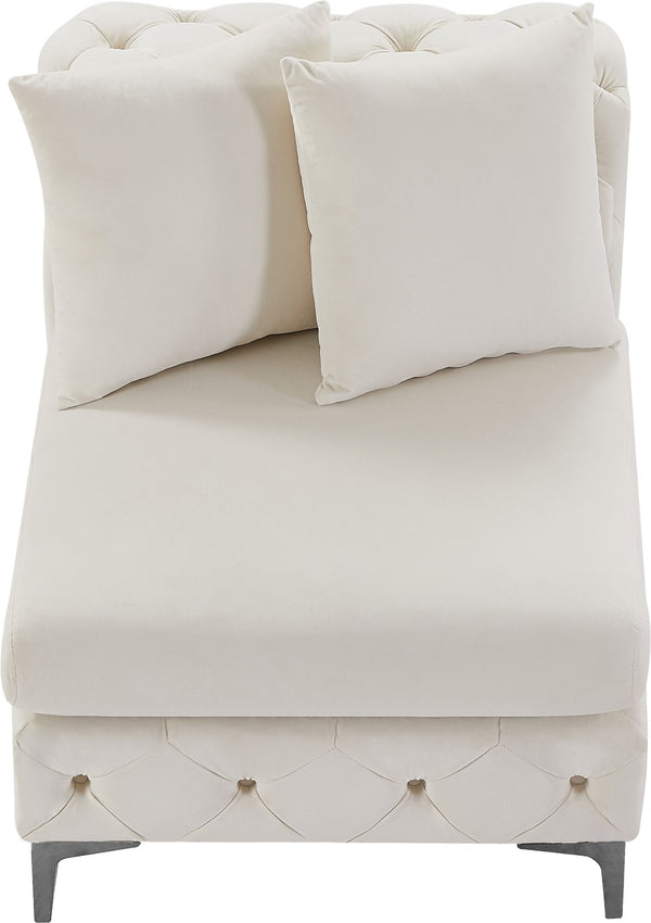 Tremblay Velvet / Engineered Wood / Metal / Foam Contemporary Cream Velvet Armless Chair - 30" W x 39" D x 33" H