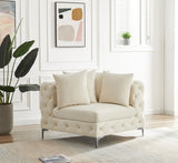 Tremblay Velvet / Engineered Wood / Metal / Foam Contemporary Cream Velvet Corner Chair - 39" W x 39" D x 33" H