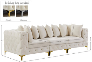 Tremblay Velvet / Engineered Wood / Metal / Foam Contemporary Cream Velvet Modular Sofa - 108" W x 39" D x 33" H
