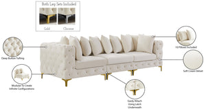 Tremblay Velvet / Engineered Wood / Metal / Foam Contemporary Cream Velvet Modular Sofa - 108" W x 39" D x 33" H