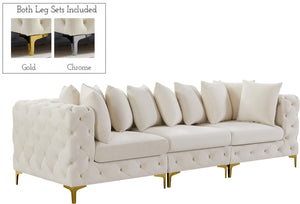 Tremblay Velvet / Engineered Wood / Metal / Foam Contemporary Cream Velvet Modular Sofa - 108" W x 39" D x 33" H