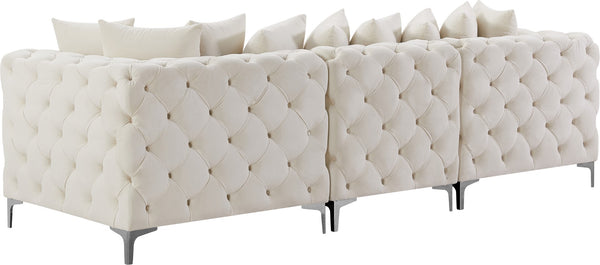 Tremblay Velvet / Engineered Wood / Metal / Foam Contemporary Cream Velvet Modular Sofa - 108" W x 39" D x 33" H