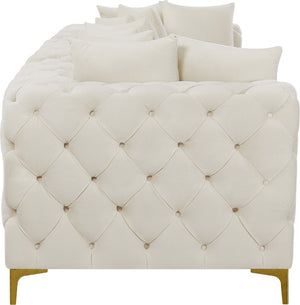 Tremblay Velvet / Engineered Wood / Metal / Foam Contemporary Cream Velvet Modular Sofa - 108" W x 39" D x 33" H