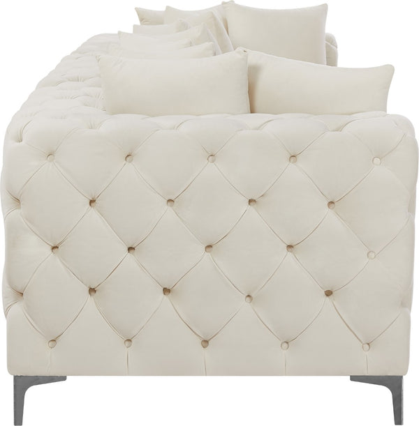 Tremblay Velvet / Engineered Wood / Metal / Foam Contemporary Cream Velvet Modular Sofa - 108" W x 39" D x 33" H