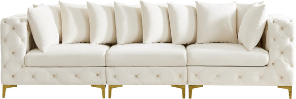 Tremblay Velvet / Engineered Wood / Metal / Foam Contemporary Cream Velvet Modular Sofa - 108" W x 39" D x 33" H