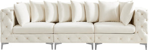 Tremblay Velvet / Engineered Wood / Metal / Foam Contemporary Cream Velvet Modular Sofa - 108" W x 39" D x 33" H