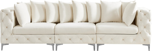 Tremblay Velvet / Engineered Wood / Metal / Foam Contemporary Cream Velvet Modular Sofa - 108" W x 39" D x 33" H