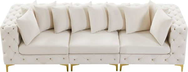 Tremblay Velvet / Engineered Wood / Metal / Foam Contemporary Cream Velvet Modular Sofa - 108" W x 39" D x 33" H