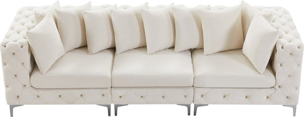 Tremblay Velvet / Engineered Wood / Metal / Foam Contemporary Cream Velvet Modular Sofa - 108" W x 39" D x 33" H