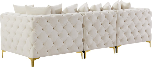Tremblay Velvet / Engineered Wood / Metal / Foam Contemporary Cream Velvet Modular Sofa - 108" W x 39" D x 33" H
