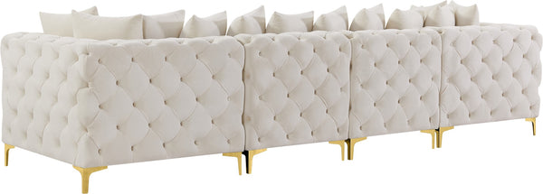 Tremblay Velvet / Engineered Wood / Metal / Foam Contemporary Cream Velvet Modular Sofa - 138" W x 39" D x 33" H