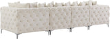 Tremblay Velvet / Engineered Wood / Metal / Foam Contemporary Cream Velvet Modular Sofa - 138" W x 39" D x 33" H