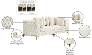 Tremblay Velvet / Engineered Wood / Metal / Foam Contemporary Cream Velvet Modular Sofa - 78" W x 39" D x 33" H