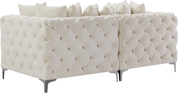 Tremblay Velvet / Engineered Wood / Metal / Foam Contemporary Cream Velvet Modular Sofa - 78" W x 39" D x 33" H