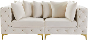 Tremblay Velvet / Engineered Wood / Metal / Foam Contemporary Cream Velvet Modular Sofa - 78" W x 39" D x 33" H