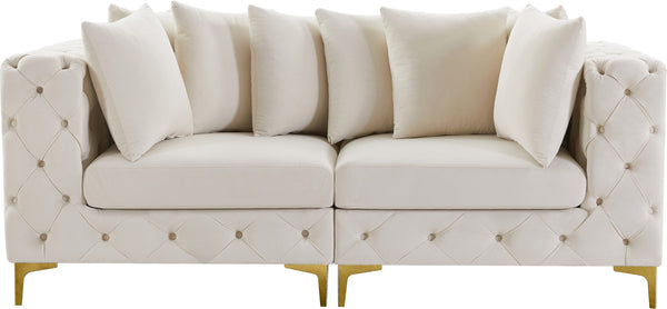 Tremblay Velvet / Engineered Wood / Metal / Foam Contemporary Cream Velvet Modular Sofa - 78" W x 39" D x 33" H