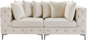 Tremblay Velvet / Engineered Wood / Metal / Foam Contemporary Cream Velvet Modular Sofa - 78" W x 39" D x 33" H