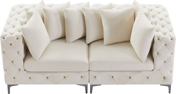 Tremblay Velvet / Engineered Wood / Metal / Foam Contemporary Cream Velvet Modular Sofa - 78" W x 39" D x 33" H