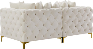 Tremblay Velvet / Engineered Wood / Metal / Foam Contemporary Cream Velvet Modular Sofa - 78" W x 39" D x 33" H