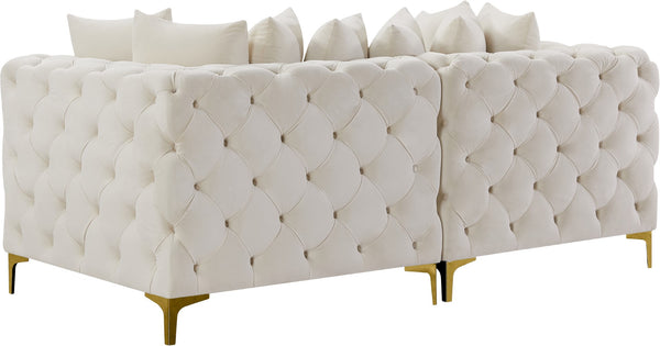 Tremblay Velvet / Engineered Wood / Metal / Foam Contemporary Cream Velvet Modular Sofa - 78" W x 39" D x 33" H