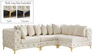 Tremblay Velvet / Engineered Wood / Metal / Foam Contemporary Cream Velvet Modular Sectional - 108" W x 69" D x 33" H