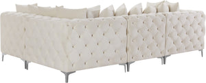 Tremblay Velvet / Engineered Wood / Metal / Foam Contemporary Cream Velvet Modular Sectional - 108" W x 69" D x 33" H