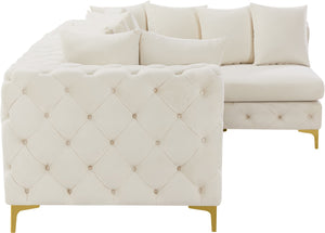Tremblay Velvet / Engineered Wood / Metal / Foam Contemporary Cream Velvet Modular Sectional - 108" W x 69" D x 33" H