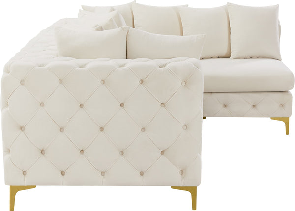 Tremblay Velvet / Engineered Wood / Metal / Foam Contemporary Cream Velvet Modular Sectional - 108" W x 69" D x 33" H