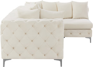 Tremblay Velvet / Engineered Wood / Metal / Foam Contemporary Cream Velvet Modular Sectional - 108" W x 69" D x 33" H