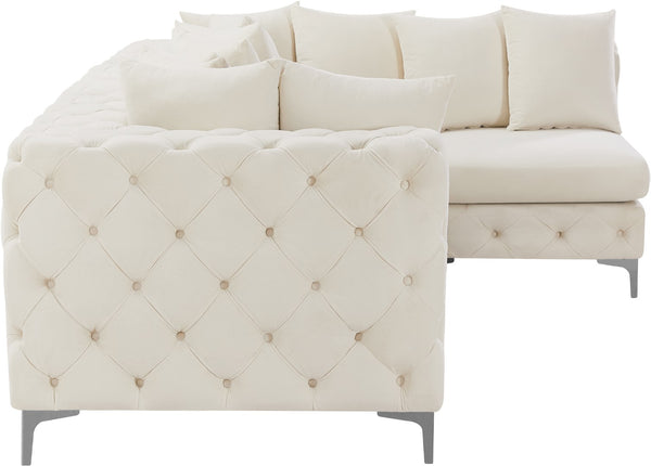 Tremblay Velvet / Engineered Wood / Metal / Foam Contemporary Cream Velvet Modular Sectional - 108" W x 69" D x 33" H