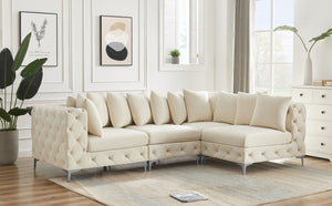 Tremblay Velvet / Engineered Wood / Metal / Foam Contemporary Cream Velvet Modular Sectional - 108" W x 69" D x 33" H