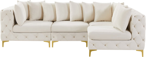 Tremblay Velvet / Engineered Wood / Metal / Foam Contemporary Cream Velvet Modular Sectional - 108" W x 69" D x 33" H