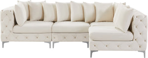 Tremblay Velvet / Engineered Wood / Metal / Foam Contemporary Cream Velvet Modular Sectional - 108" W x 69" D x 33" H