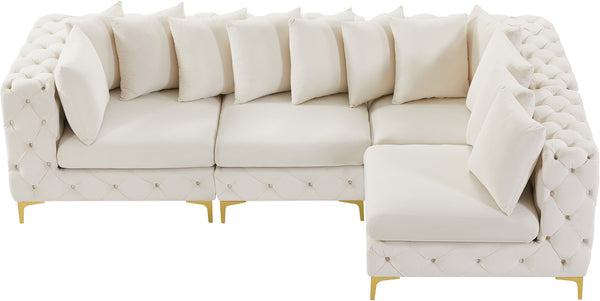 Tremblay Velvet / Engineered Wood / Metal / Foam Contemporary Cream Velvet Modular Sectional - 108" W x 69" D x 33" H