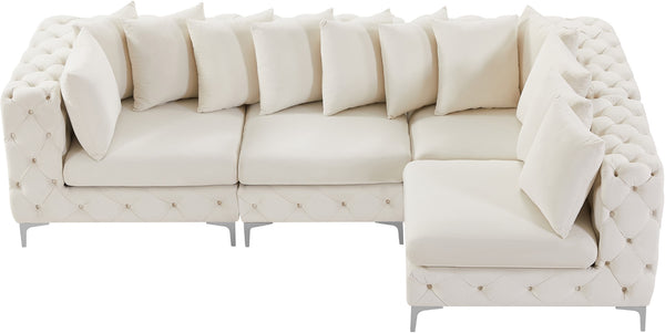 Tremblay Velvet / Engineered Wood / Metal / Foam Contemporary Cream Velvet Modular Sectional - 108" W x 69" D x 33" H