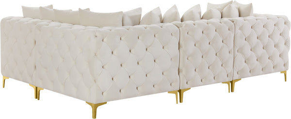 Tremblay Velvet / Engineered Wood / Metal / Foam Contemporary Cream Velvet Modular Sectional - 108" W x 69" D x 33" H