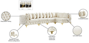 Tremblay Velvet / Engineered Wood / Metal / Foam Contemporary Cream Velvet Modular Sectional - 138" W x 69" D x 33" H