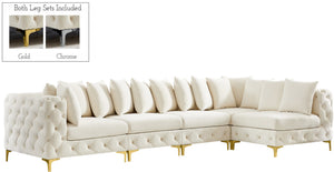 Tremblay Velvet / Engineered Wood / Metal / Foam Contemporary Cream Velvet Modular Sectional - 138" W x 69" D x 33" H