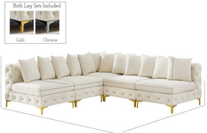 Tremblay Velvet / Engineered Wood / Metal / Foam Contemporary Cream Velvet Modular Sectional - 99" W x 99" D x 33" H