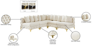 Tremblay Velvet / Engineered Wood / Metal / Foam Contemporary Cream Velvet Modular Sectional - 99" W x 99" D x 33" H