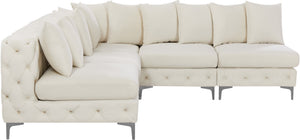 Tremblay Velvet / Engineered Wood / Metal / Foam Contemporary Cream Velvet Modular Sectional - 99" W x 99" D x 33" H