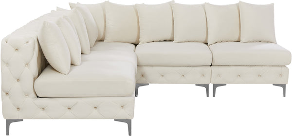 Tremblay Velvet / Engineered Wood / Metal / Foam Contemporary Cream Velvet Modular Sectional - 99" W x 99" D x 33" H