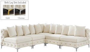 Tremblay Velvet / Engineered Wood / Metal / Foam Contemporary Cream Velvet Modular Sectional - 99" W x 99" D x 33" H